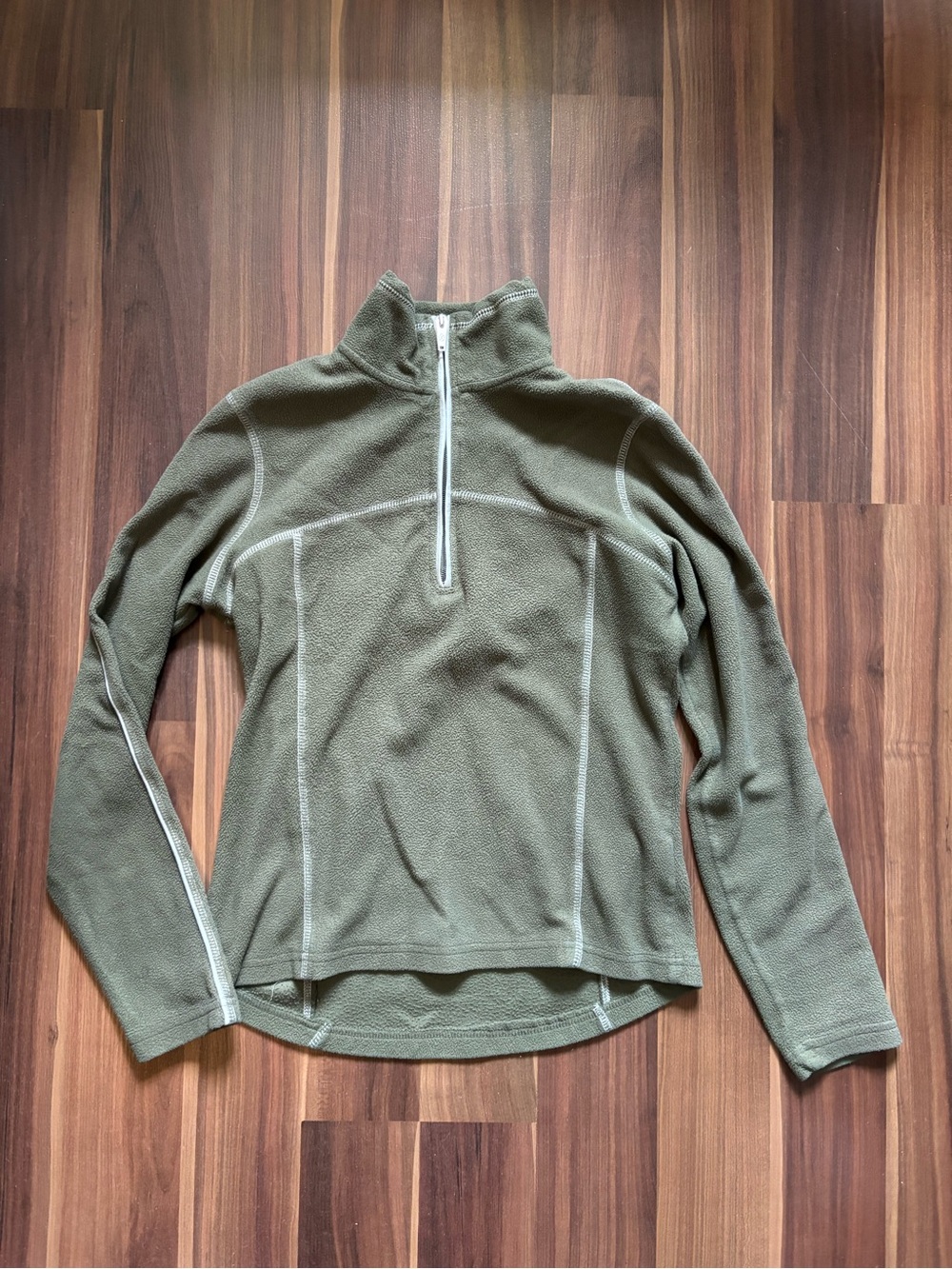 Women's Olive Green Quarter-Zip Fleece Pullover